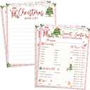 2 x 8"x10" Christmas Wish List Secret Santa Gift Exchange Card - 20PCS Double-side Christmas Questionnaire Cards - Home, Office, Classroom Xmas Holiday Party Gift Idea For Family, Friends, Coworkers - A05