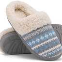 Evshine Warm Knit House Slippers for Women Comfy Wool-Like Lined Chenille Slippers with Memory Foam and Indoor Outdoor Soles44-45