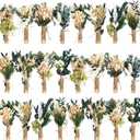 Layhit 24 Pcs Boho Dried Flower Bouquet Mini Wedding Handmade Dry Flowers Decor for Vase Crafts DIY Photo Boutonniere for Men Floral Plant for Bridesmaid Gift Birthday Decor(Greenery)