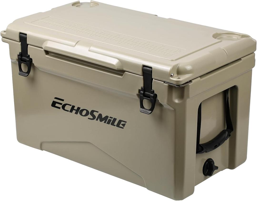EchoSmile 25/30/35/40/60/75 Quart Rotomolded Cooler, Built to Stand up to The Rigors of The Journey (Khaki)