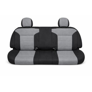 GIANT PANDA Rear Seat Covers for Chevy Silverado & GMC Sierra 1500 2500HD 3500HD Crew Double Cab(2019-2025), Black & Gray