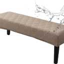 Genina Waterproof Dining Room Bench Covers, Stretch Jacquard Bench Seat Protector Cover, Rectangular Bench Cover for bedrooms, Living Rooms, Kitchens, Removable, Washable (Taupe) (Leaf)