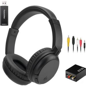 Wireless Bluetooth TV Headphones for Seniors, Wireless TV Headset with USB Transmitter, Lightweight and Comfortable Over Ear Headphone, Up to 30 Hours Battery Life, Lossless Audio (Black)