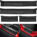 SUPAREE Door Sill Guards Kit fits JL Wrangler with Logo 1941, Black Rubber Door Entry Guards fits 2018-2025 Jeep JLU JT 4-Door Accessories Parts Door Sill Guard Protector, 4pcs/Set