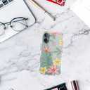 Ranz Case for iPhone 16, Anti-Scratch Shockproof Series Clear Hard PC+ TPU Bumper Protective Cover Case for iPhone 16 (6.1") - Floral Painting