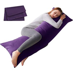 ELNIDO QUEEN Body Pillow with Pillowcase - Soft Long Bed Pillow for Adults - Breathable Full Body Pillow Insert for Sleeping, 20x54inches, Purple