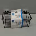 iDesign Everett Metal Push Lock Suction Shower Caddy, Extra Space for Shampoo, Conditioner, and Soap with Hooks for Razors, Towels, Loofahs, and More, 9.1" x 4.53" x 3.63", Matte Black