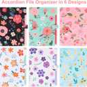 EOOUT 6pcs Expanding File Folders with 5 Pockets, Floral Accordion Folders for Documents, A4 Letter Size Plastic File Organizer with Snap Button for School and Office Supplies