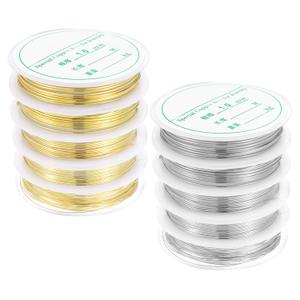 10 Roll 5 Size Copper Jewelry Wire, 132ft Bendable Copper 18 20 22 24 26 Gauge Craft Beading Wire for Jewelry Making Supplies and Crafts (Gold and Silver)
