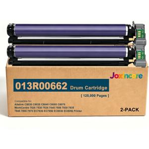 2-Pack 013R00662 7525 Drum Unit Compatible for Xerox 7525 Printer Drum
Fits 7530 7535 7545 7556 7830 7835 7845 7855 7970 EC7836 EC7856 EC8036 EC8056 AltaLink C8030 C8035 C8045 C8055 C8070 Printer