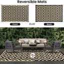 Smiry Waterproof Outdoor Rug 8x10 ft, Reversible Plastic Straw Patio Camping Rugs, Outdoor Indoor RV Mat Carpet for Patio, Outside Entry, Backyard, Deck, Bench, Picnic, Camper, Black & Beige