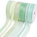 LaRibbons Green Ribbons for Crafts 6 Rolls Assorted Mint Green Ribbons for Gift Wrapping, DIY Crafts, Sewing, Hair Bows and Party Decorations 27.5 Yards