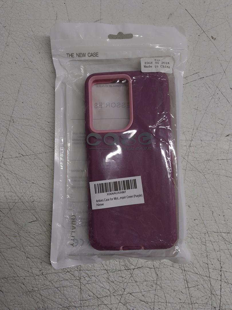 Anloes Case for Moto Motorola Edge 5G 2024, Phone Case Heavy Duty Shockproof Rugged Protective, 3 in 1 Bumper Cover (Purple)