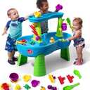 Step2 Rain Showers Splash Pond Toddler Water Table, Kids Water and Sand Activity Sensory Playset, Summer Outdoor Toys, 13 Piece Toy Accessories, For Toddles 1.5+ Years Old
