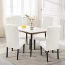 SearchI Waterproof PU Leather Dining Chair Covers Set of 6, Stretch Oilproof Parsons Chair Slipcovers Removable Washable Kitchen Chair Protector for Dining Room (Cream)