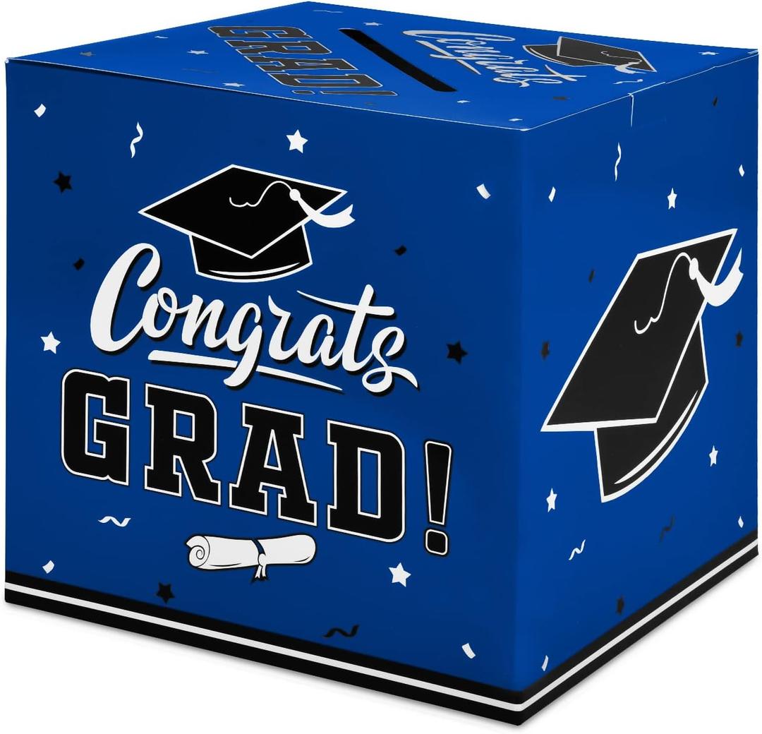 Gatherfun Graduation Decorations 2025 Graduation Box Graduation Card Box for Graduation Gift Graduation Party Favors Decor Party Supplies Blue