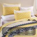 Cottolester Boho Quilt Set Queen Size Yellow Striped Bedspread Lightweight Soft Microfiber Bedding Set 96"x90" (3 Pieces)