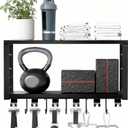 TJ.MOREE 2 Tier Floating Shelf Compatible with Tonal Accessories, T-Bracket Lock Adapters Hanger, Wall Mount Home Gym Storage Rack for Fitness EquipmentBlack