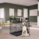 FDW Dog Crate for Large Dogs 42 Inch Folding Metal WirePet Cage Double Door W/Divider Panel Indoor Outdoor Kennel Leak-Proof Plastic Tray, Black