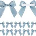 AIMUDI Dusty Blue Satin Ribbon Bows 2" Self Adhesive Satin Bows for Gift Wrapping Premade Ribbon Bows with Double-Sided Tape for Making Crafts Baby Shower Birthday Party Wedding Decorations, 50 PCs