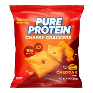 Pure Protein Cheesy Crackers, Cheddar, High Protein Snack, 10G Protein, 1.06 Oz (Pack of 12), BBD: 02/02/2027