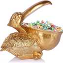 Pelican Key Holder Statues,Fun Animal Hippo Candy Dish,Candy Dish for Office Desk Unique,Modern Key Holder for Pelican Figurine,Suitability Desk and Entry Table Decor Items (All Gold)