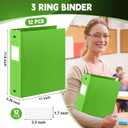 Henoyso 12 Pcs 2 Inch 3 Ring Plastic Binder 8.5'' x 11'' Letter Size Paper Soft Plastic Flexible Binders Bulk Organizer for School Office Supplies, Large 490 Sheet Capacity (Tender Green)