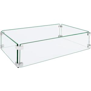 Fire Pit Wind Guard, 35.5"x11.5"x6" Square Fire Pit Glass Wind Guard Made of Clear Tempered Glass, Set with Assembly Instructions, Free Screwdriver, Easy to Install