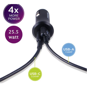 Phillips Dual USB Car Charger With USB A/USB C Charge Cable