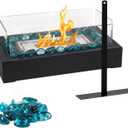 Tabletop Fire Pit Indoor Outdoor - Upgraded Safer Stainless Steel Small Table Fireplace with Stones for Dinner Parties, Smores Maker Portable Mini Table Top Firepit - Housewarming Gift