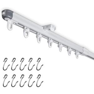 SOLOKOS Telescopic Ceiling Mount Curtain Track System 51 to 94 inch Adjustable Room Divider Track Set (51-94") White