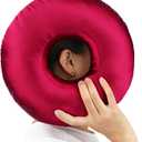 Silky Satin Piercing Pillow Ear Pillows Donut with Hole for Ear Pain CNH Piercing Pain Relief Sleeping Pressure Sore Side Sleepers Smooth Cooling Ear Guard Protector, Burgundy
