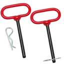 Qjaiune 2Pcs Lawn Mower Trailer Hitch Pin 3/8 x 4 Inch Trailer Gate Pin, Heavy Duty Towing Hitch Pin with Rubber Coated, Garden Tractor Trailer Hitch Pin for ATV, Golf Cart, RV, Truck, Boat, Car