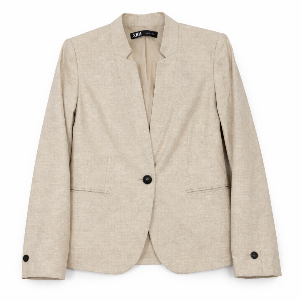 ZARA Women's Long Blazers Vests spring Casual Elegant Plain Single Breasted Long Sleeve Lapel Business coat (2)