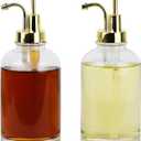 16.9 oz Syrup Dispenser with Pump, Syrup Bottle with Gold Pumps 2-PackPump Glass Syrup Bottle, Coffee Syrup Dispenser for Coffee Bars (Gold-2Pack)
