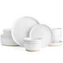Famiware Saturn Speckled Dinnerware Sets for 8 (24 Pieces), Stoneware Plates and Bowls Dish Set - Chip and Scratch Resistant, Microwave and Dishwasher Safe, White