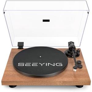 SeeYing Turntable Vinyl Record Player Bluetooth Output Built-in Preamp Phono/Line Switch Adjustable Counterweight Anti-Skate Variable Pitch Control Magnetic Cartridge Belt Drive 2-Speed