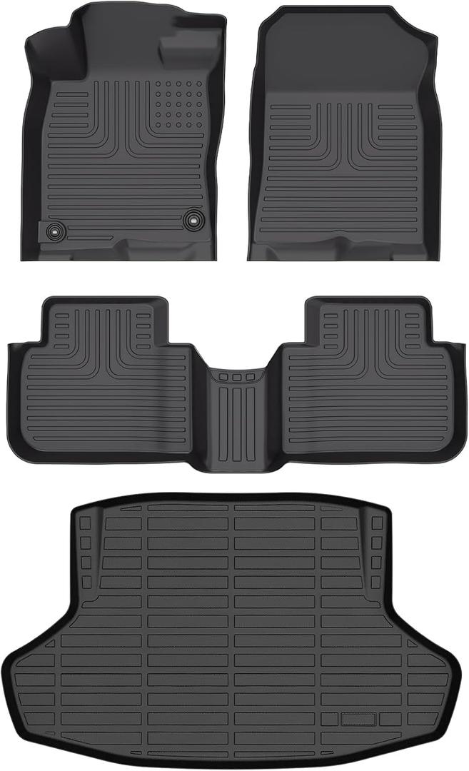 HAFIDI® Floor Mats & Cargo Liner Set Fit for 2022 2023 2024 2025 2026 Honda Civic（Only Sedan, Not for Hybrid & Hatchback All Weather TPE Car Full Set Floor Liners Custom Accessories - Black