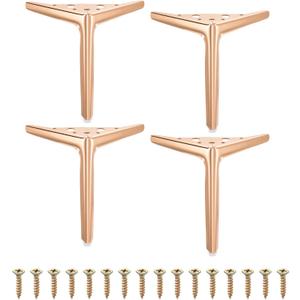 uxcell 4Pcs Metal Furniture Legs, 7" Triangle Replacement Couch Dresser Legs Furniture Feet for Bed Table Cabinet Sofa(Rose Gold)