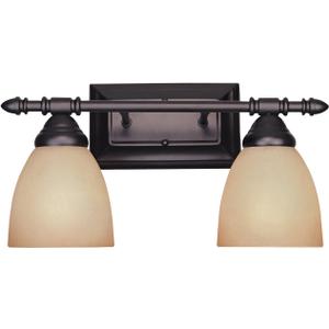 Designers Fountain 94002-ORB Apollo Collection 2-Light Bath Bar, Oil Rubbed Bronze Finish with Amber Sandstone Glass Shade