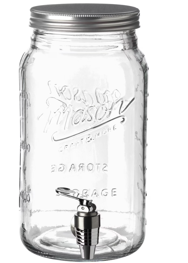 Mason Craft & More 4L Clear Glass Drink Dispenser w/ Metal Lid