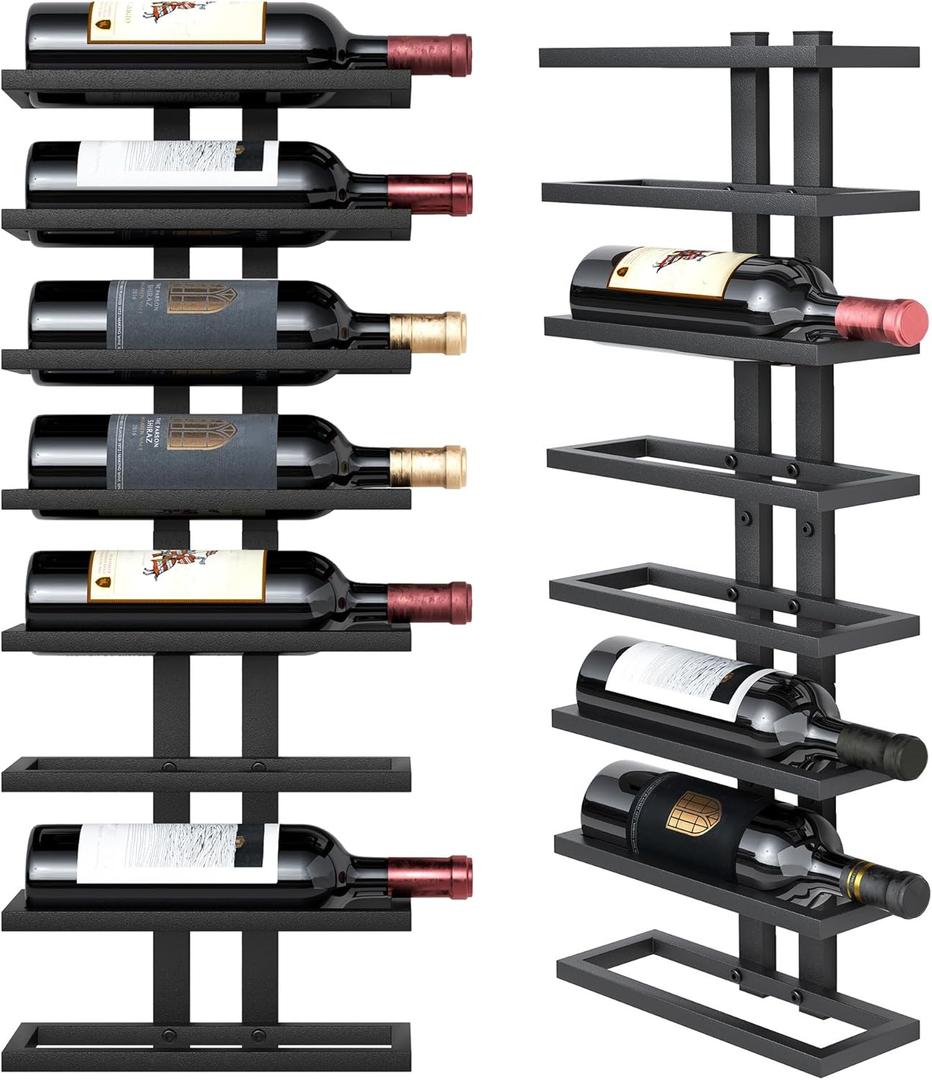 Hoctieon 8 Tier Wall Mount Wine Rack, Wall Racks for Wine Bottles Display and Storage, Hanging Bottle Organizer for Living Room, Dining Room, Wine Cellar, Bar, Black (1 Pack)