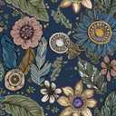Safiyya Blue Boho Wallpaper Peel and Stick Vintage Floral Contact Paper Dark Botanical Flowers Wall Paper Modern Self Adhesive Removable Wallpaper for Bedroom Bathroom Vinyl Roll 78.7"x17.3"