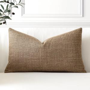 OTOSTAR Linen Throw Pillow Cover Set of 1 Decorative Lumbar Pillowcases Cushion Covers 16x24 Inch for Home Decor Sofa Bedroom Car 40 x 60CM Brown
