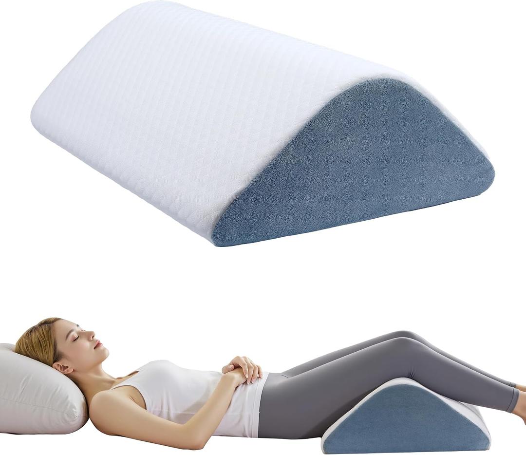 Knee Wedge Pillow, 8" Knee Pillow for Back Sleeping Leg Elevation Leg Pillow, Triangle Pillow for Legs Post Surgery, Knee Support, Hip Back Pain Relief