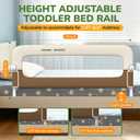 Bed Guard Rail for Toddlers - 59" Adjustable Heights & Folding up Portable Bed Railing for Baby - Toddler Bed Rails Guard for Crib, Twin, Bunk,Full Size, Queen & King Bed