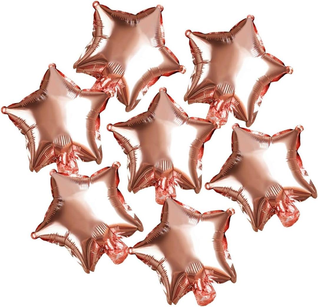 Rose Gold Twinkle Stars Foil Mylar Balloons - Bachelorette, Wedding, Engagement, 1st Birthday, Baby Shower, Graduation Party Favors & Photo Booth Backdrops Decorations, 50PC