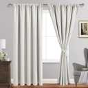 JIUZHEN Blackout Curtains for Bedroom - 60 Inch Extra Wide Thermal Insulated Room Darkening Privacy Soundproof Curtains for Living Room, Set of 2 Panels with Tiebacks, 60 x 84 inches, Ivory