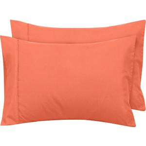Royale Linens Standard Pillowcase Set of 2 - Bed Pillow Cover - 20"x26" - Coral Pillowcases - 1800 Brushed Microfiber, Wrinkle & Fade Resistant - Soft & Cozy- Standard Size Pillow Case (STD, Coral)