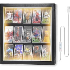 Sports Card Display Case With LED Light - PSA Graded, Football, Trading Wall Display - Adjustable Warm and Cold Lighting Settings